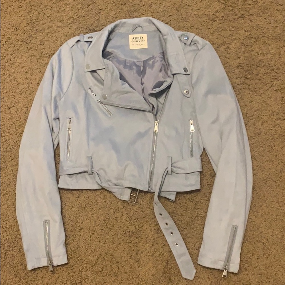 Ashley Outerwear Blue Suede Jacket